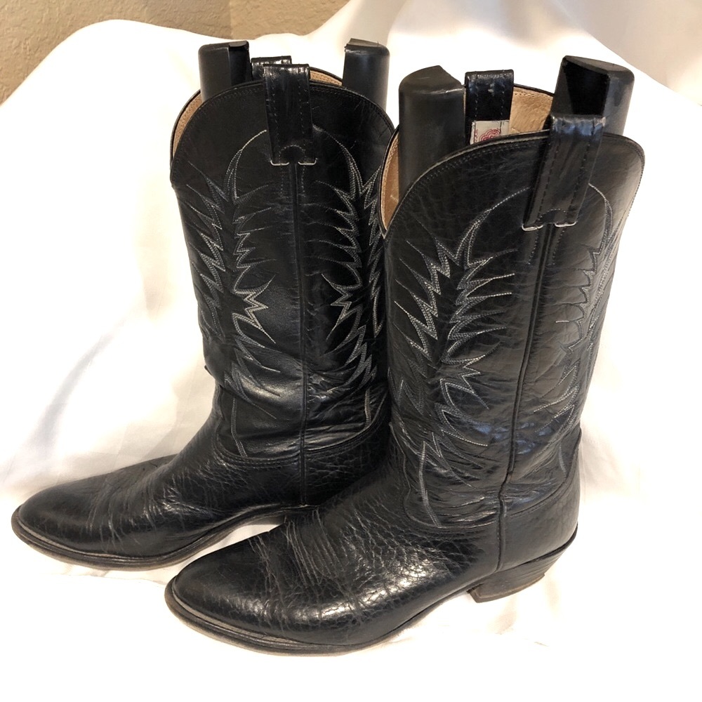 Nocona Men's Sz 10.5 Vintage Black Leather Cowboy Boots